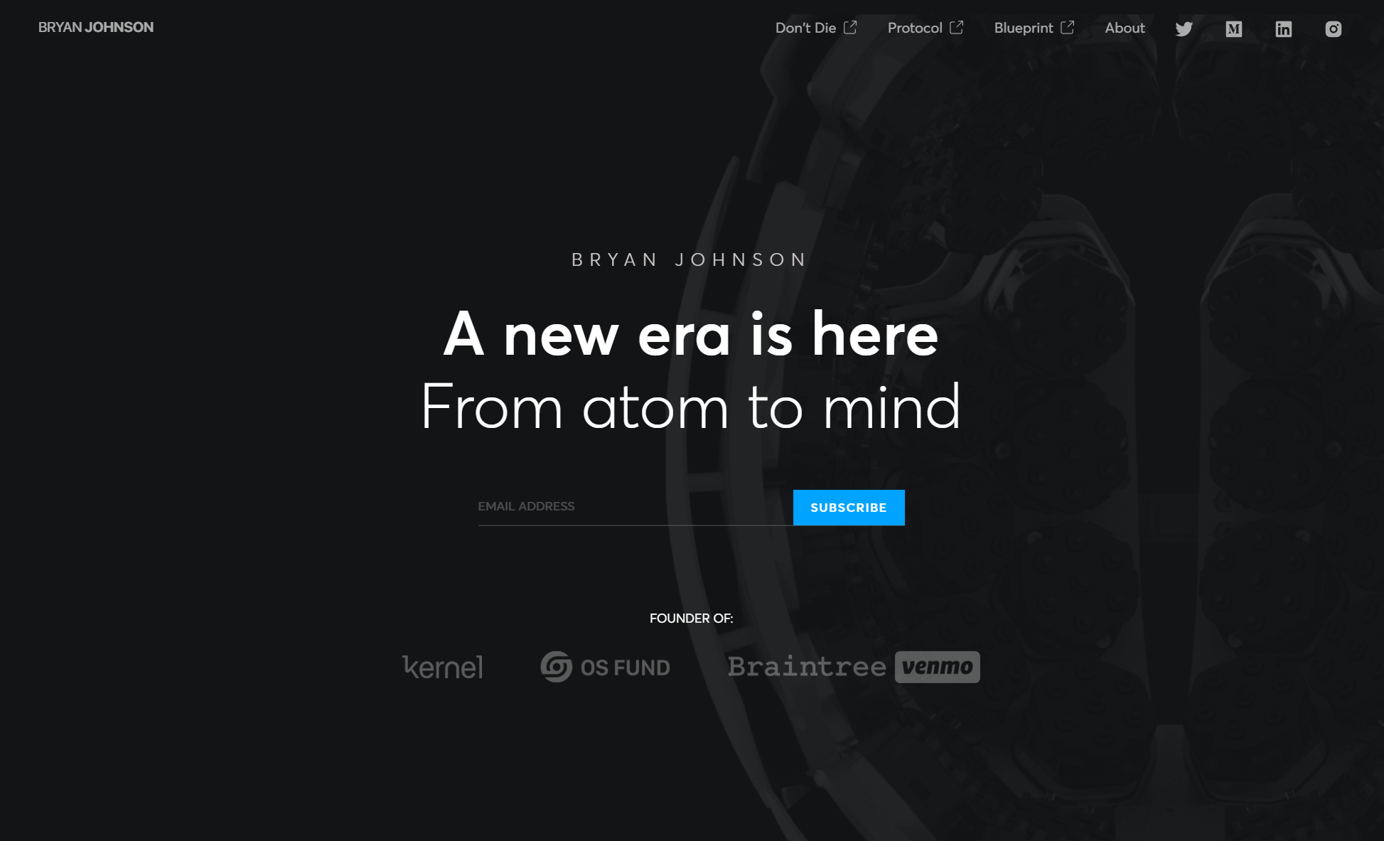 Bryan Johnson website by SeddCo