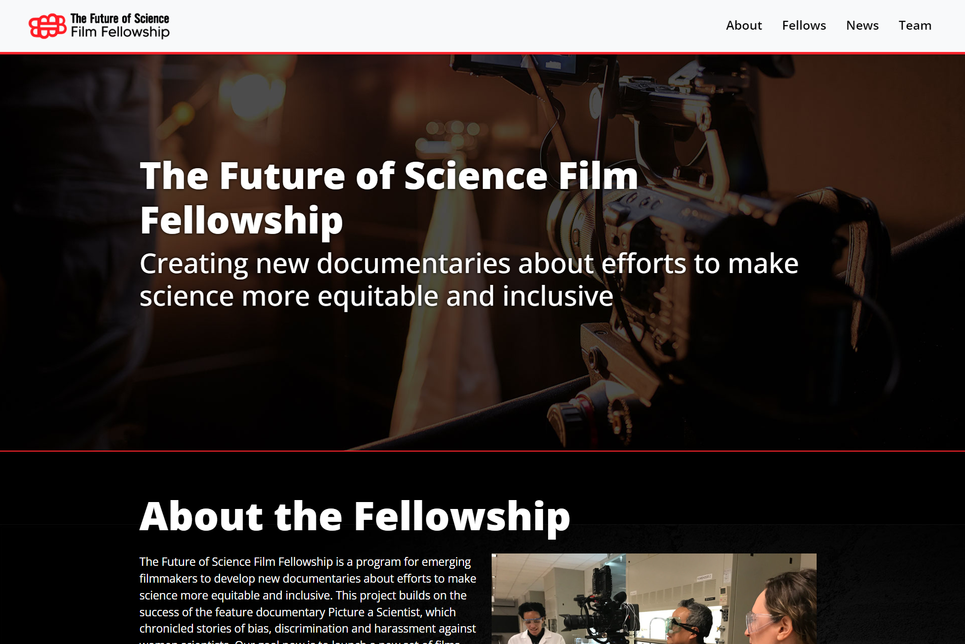 Future of Science Film Fellowship website by SeddCo