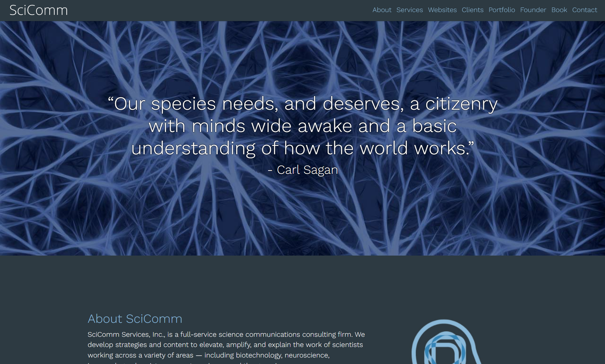 SciComm Services website by SeddCo